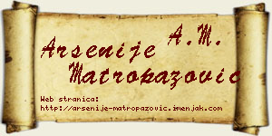 Arsenije Matropazović vizit kartica